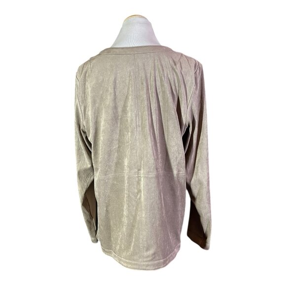 J. Jill Size L Taupe Open-Front Faux Suede Jacket - Picture 6 of 10